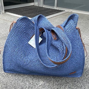 Sac fourre-tout de plage en raphia, sac à bandoulière en paille pour marché de producteurs, sac fourre-tout pour femme, grand sac à provisions