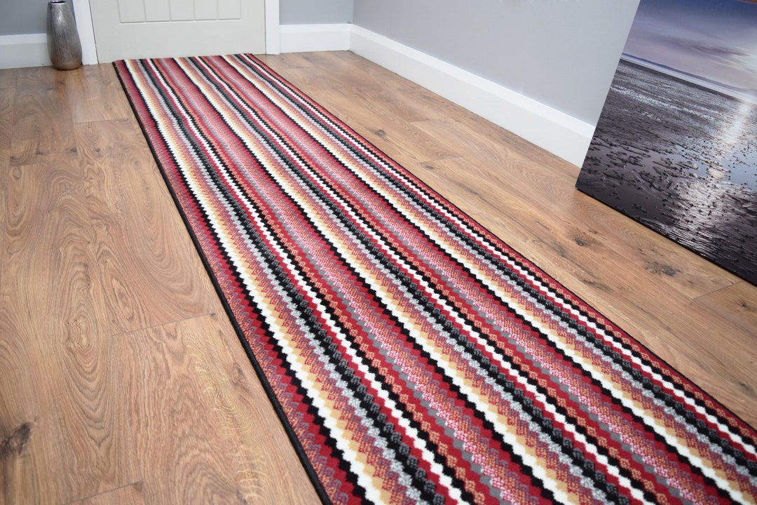 Black Red Stripe Hallway Stairway Runner Doormat Etsy UK
