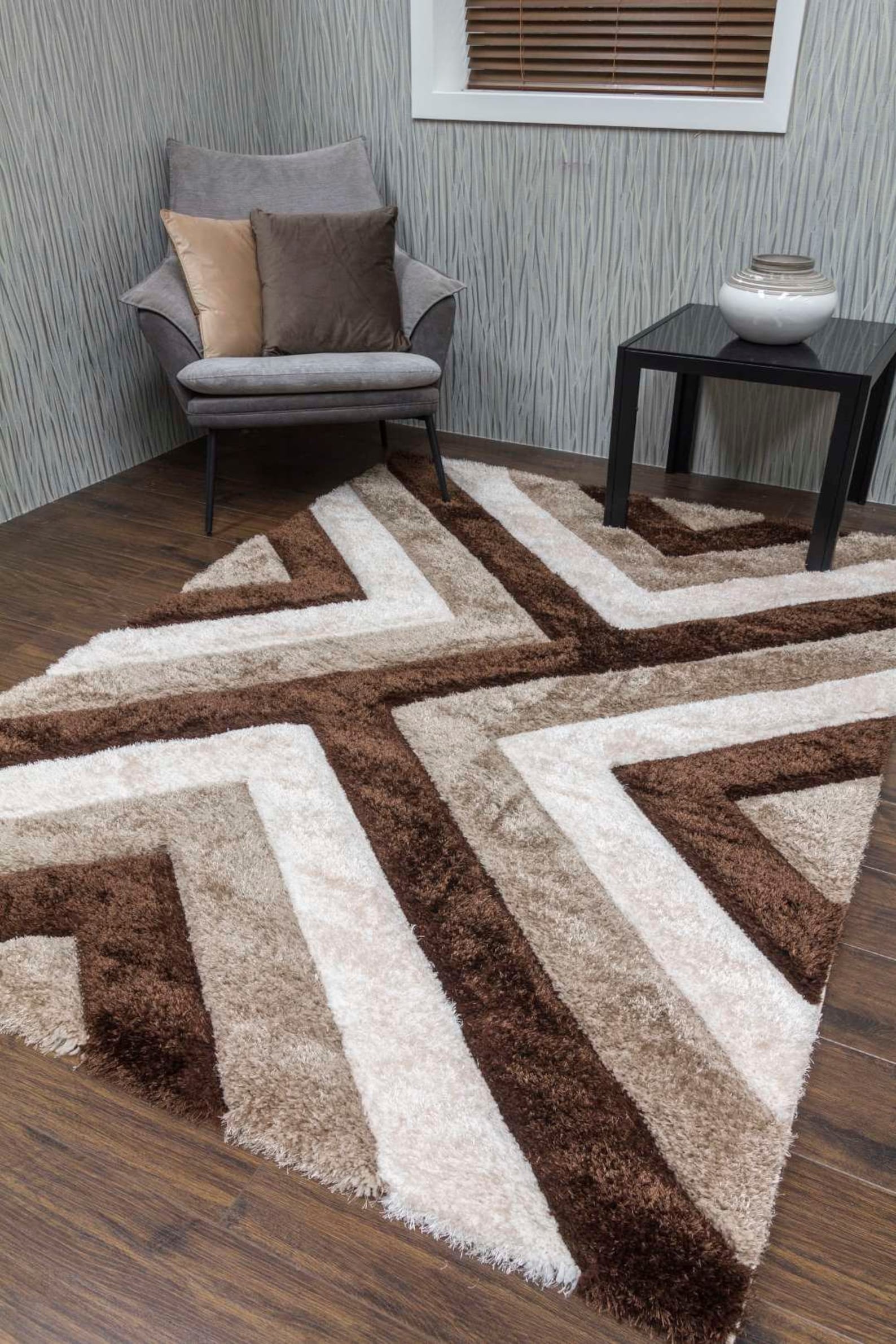 Brown Beige Living Room Rug Super Soft Mat 3D Modern Design Etsy