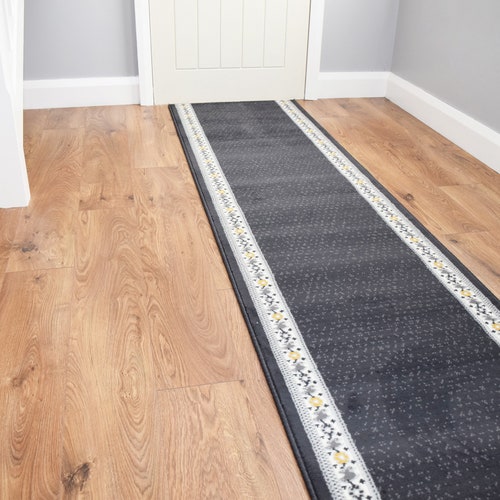 Very Long Hallway Stairs Runners Grey Cream Square Entrance Etsy UK