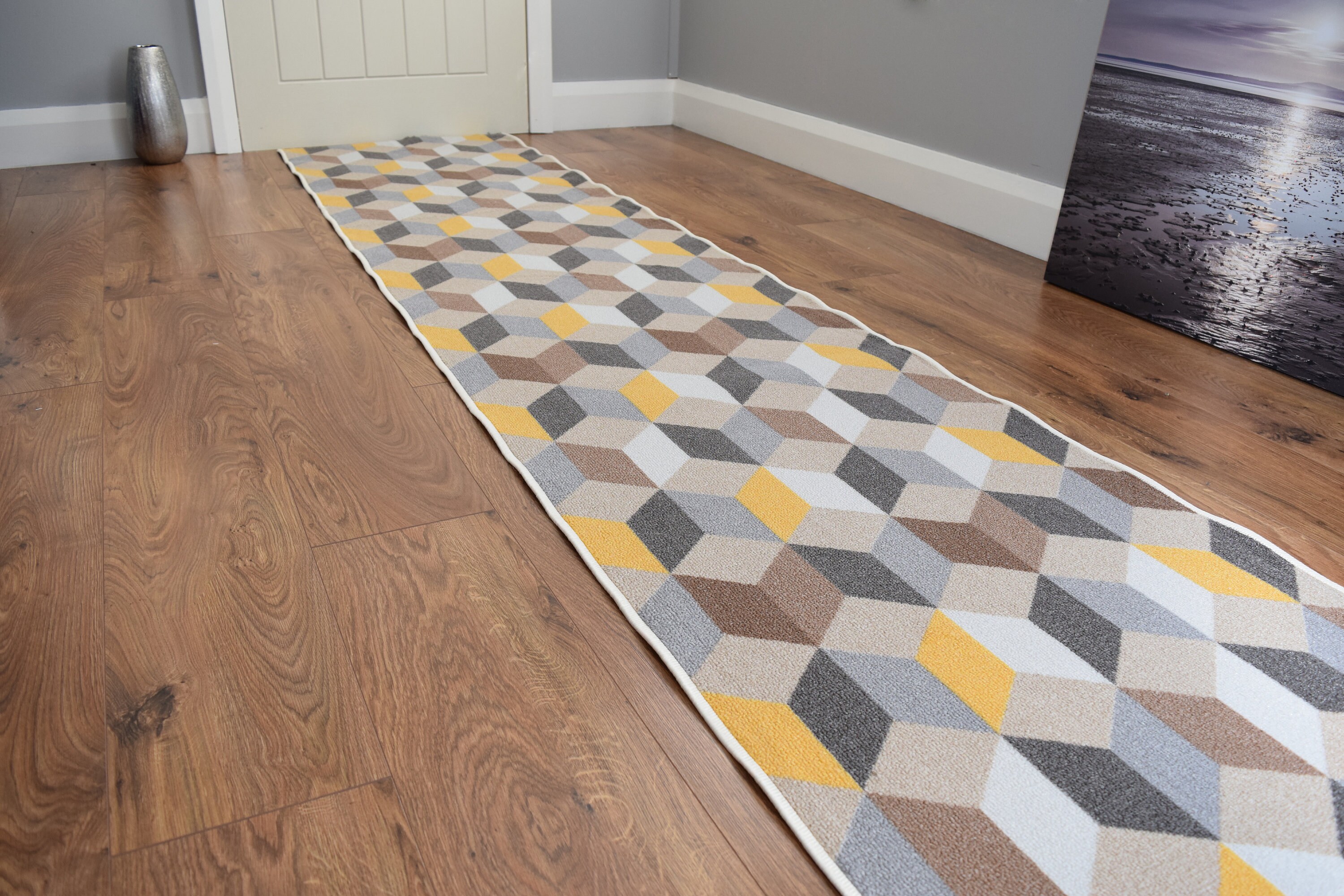 Gold Grey Ochre Rug Kitchen Mat Non Slip Hallway Runner Large Etsy UK