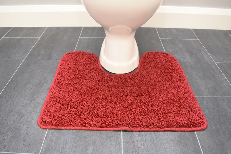 Red Bath Room Pedestal & Mat Set Non Slip Washable Rug Etsy UK