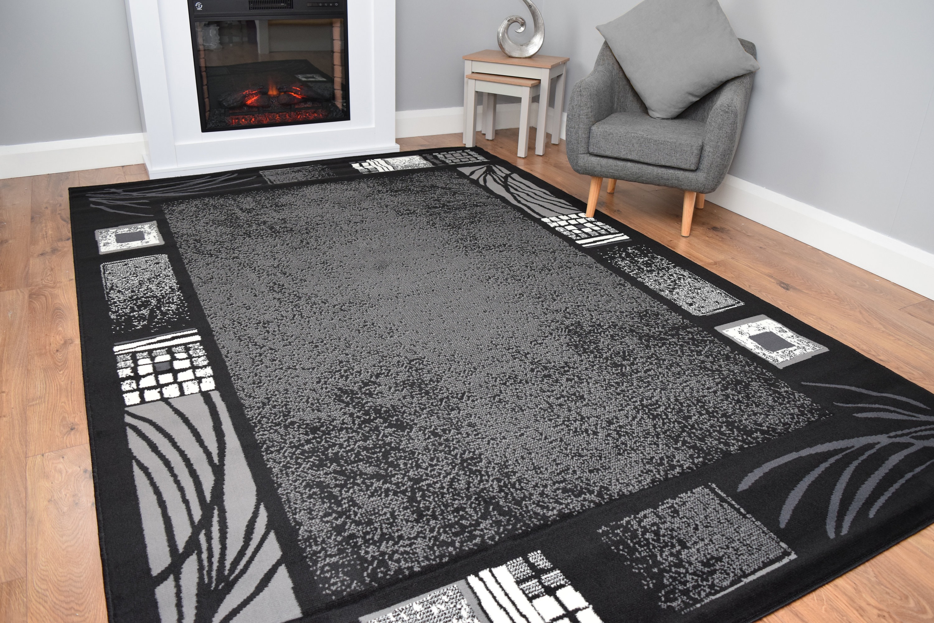 Large cheap black rug
