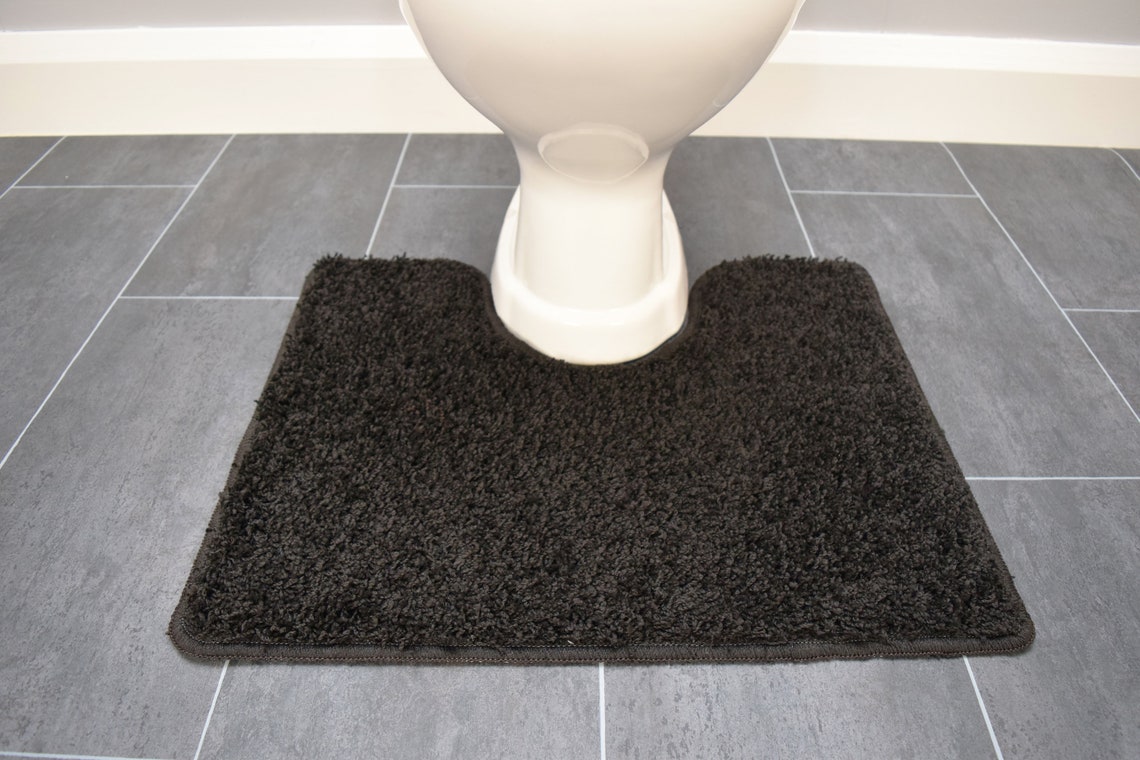 Black Toilet Pedestals Mats Rugs Bathroom Non Slip Rubber Etsy.de