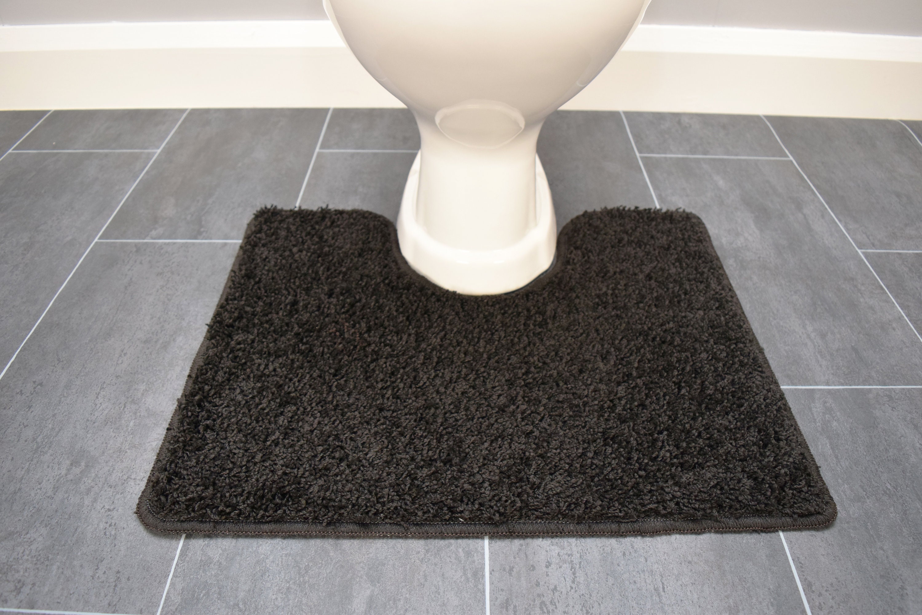 Black Toilet Pedestals Mats Rugs Bathroom Non Slip Rubber Etsy