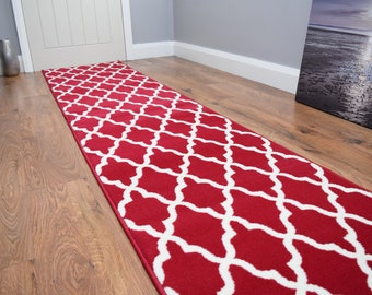 Long Red Hallway Trellis Stairs Runners Corridor Entrance Rug Mat