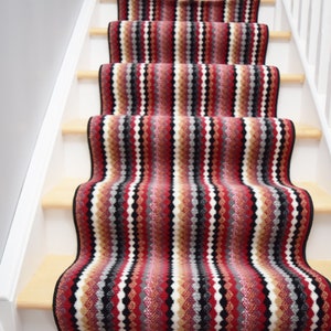 Black Red Stripe Hallway Stairway Runner Doormat image 2