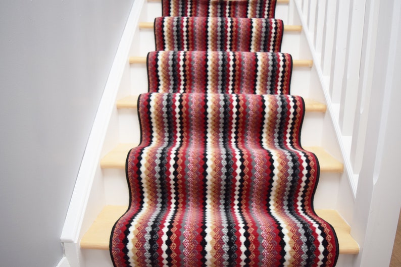Black Red Stripe Hallway Stairway Runner Doormat image 2
