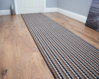 Grey Black Beige Hallway Stairway Runner Rug Non Slip Washable Brown Kitchen Mat