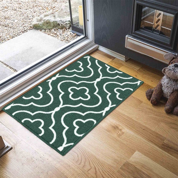 Green Non Slip Kitchen Door Mat Hallway Runner Rug