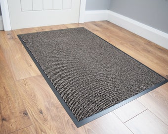 Barrier Door Mat Beige Brown Non Slip Washable Rug