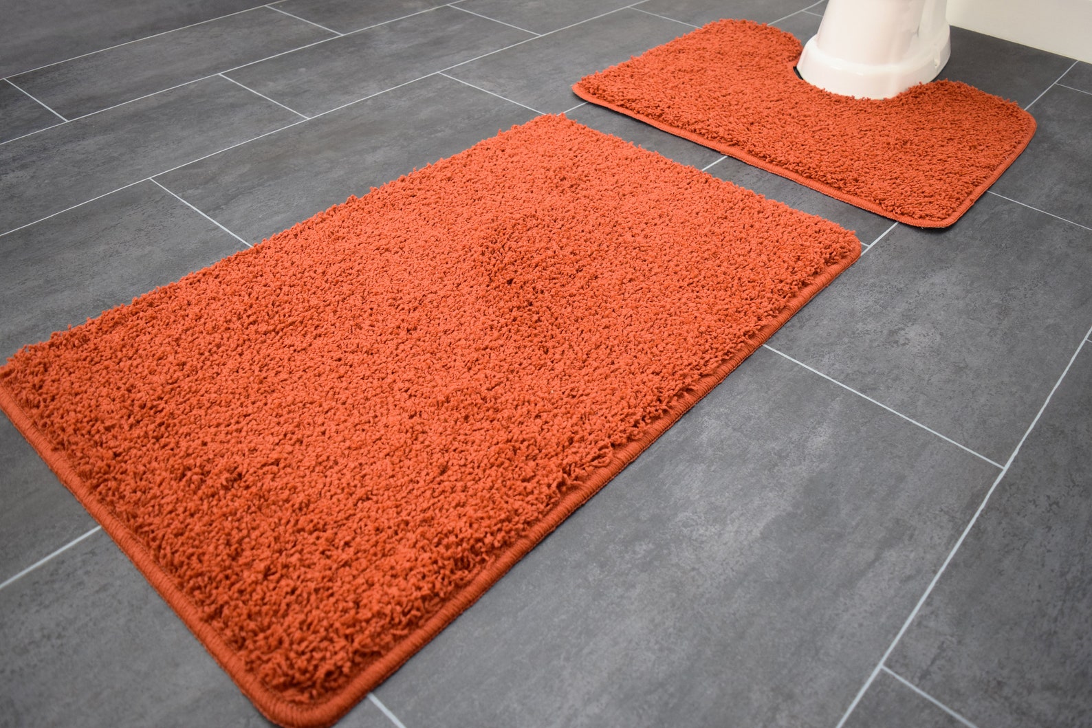 Rust Terracotta Bath Room Pedestal & Mat Set Non Slip Washable Etsy