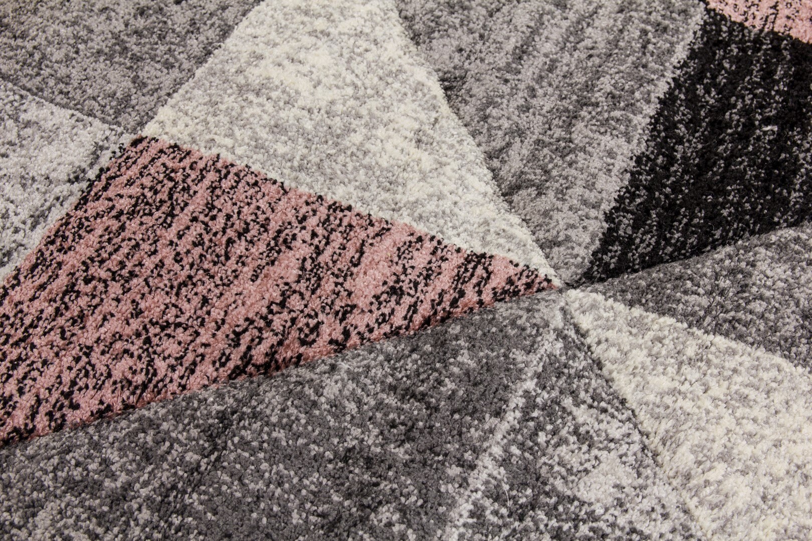 Living Room Rugs Mat Blush Pink Grey Triangle Design | Etsy