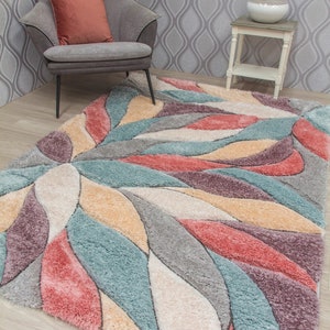 Large Living Room Rug Mat Pastel Bloom Design