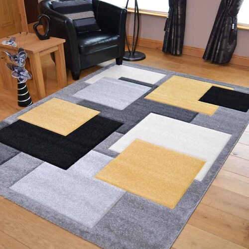 Living Room Rugs Mat Rust Terracotta Square Design Etsy UK