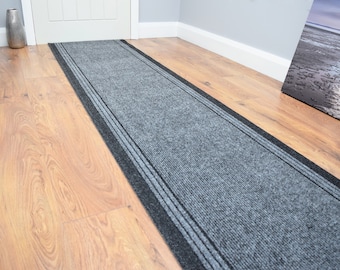 Grey Black Industrial Hallway Runner Non Slip Backing Made To Measure * 80cm Width*