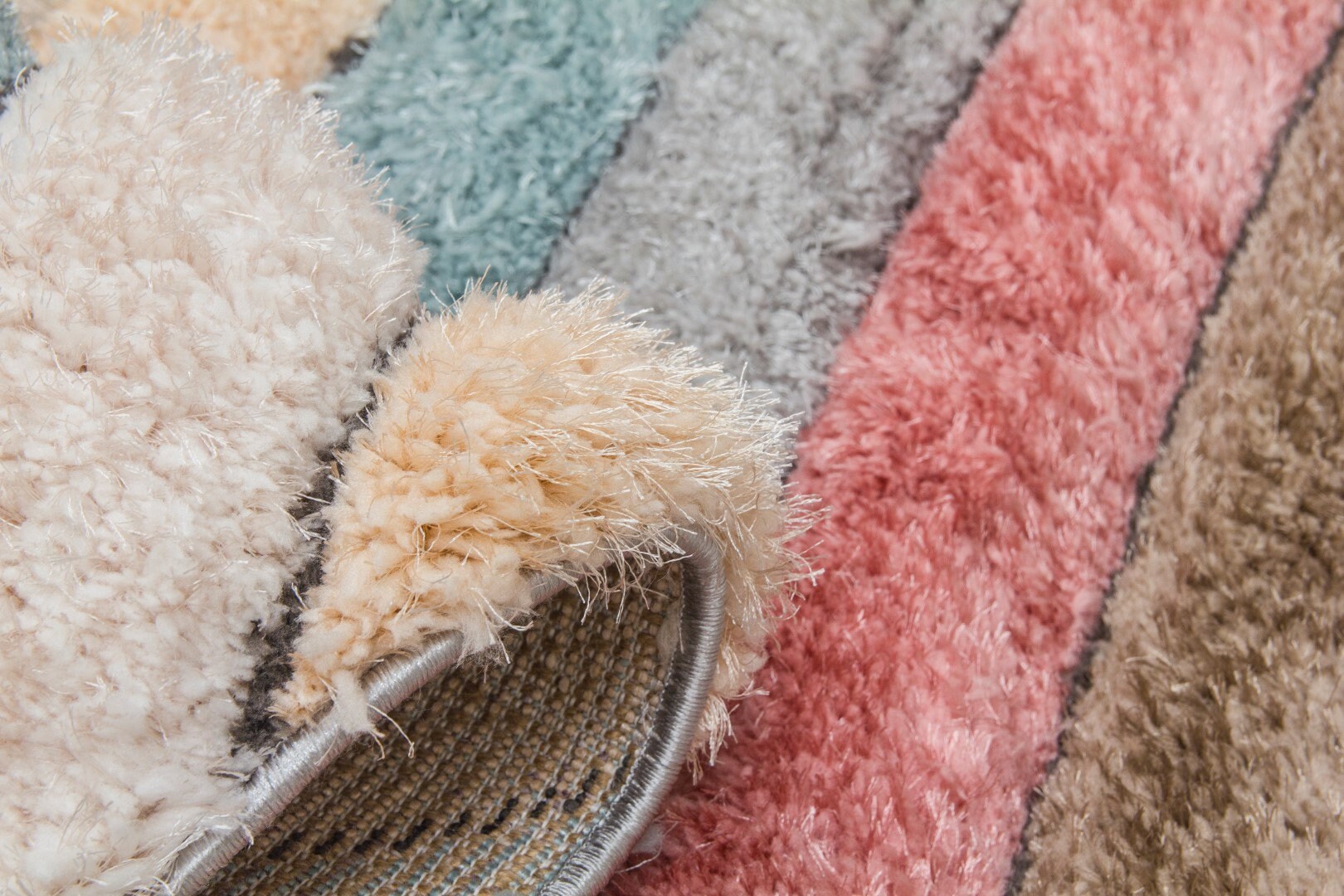 Large Living Room Rug Mat Pastel Pink Blue Curve Stripe Design Etsy UK