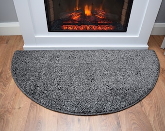 Carpet Fire Place Half Moon Rug Black Grey Mix Half Circle Mat