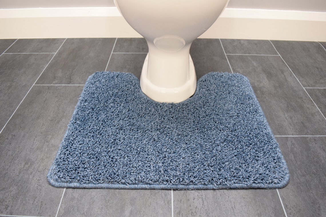 Denim Blue Toilet Pedestals Mats Rugs Bathroom Non Slip Rubber Etsy UK