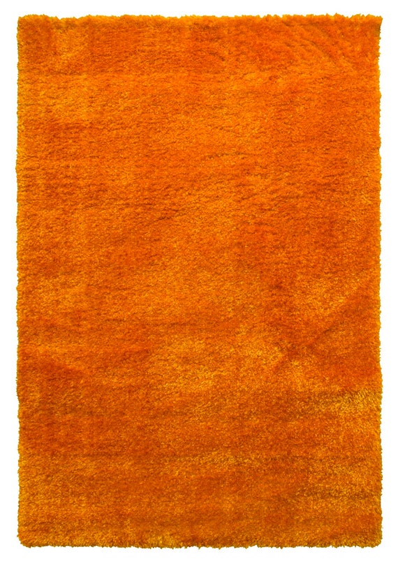 Soft Bright Orange Shaggy High Pile Rug For Living Room Mat Etsy