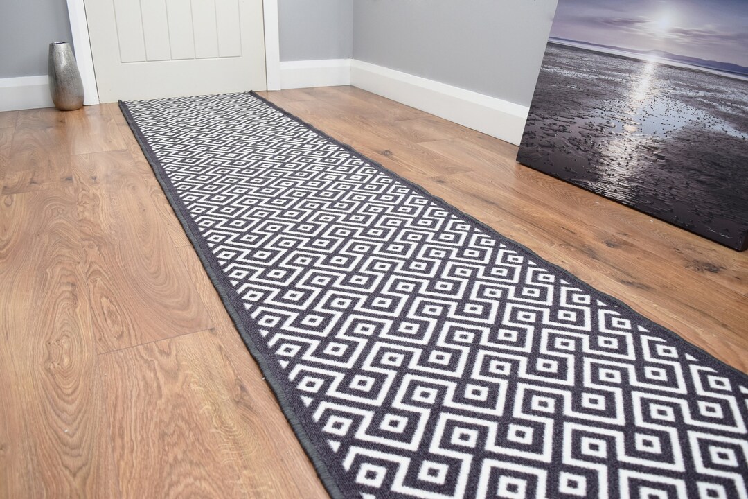 Grey Hallway Runner Door Mat Rugs Non Slip Washable Made to Measure