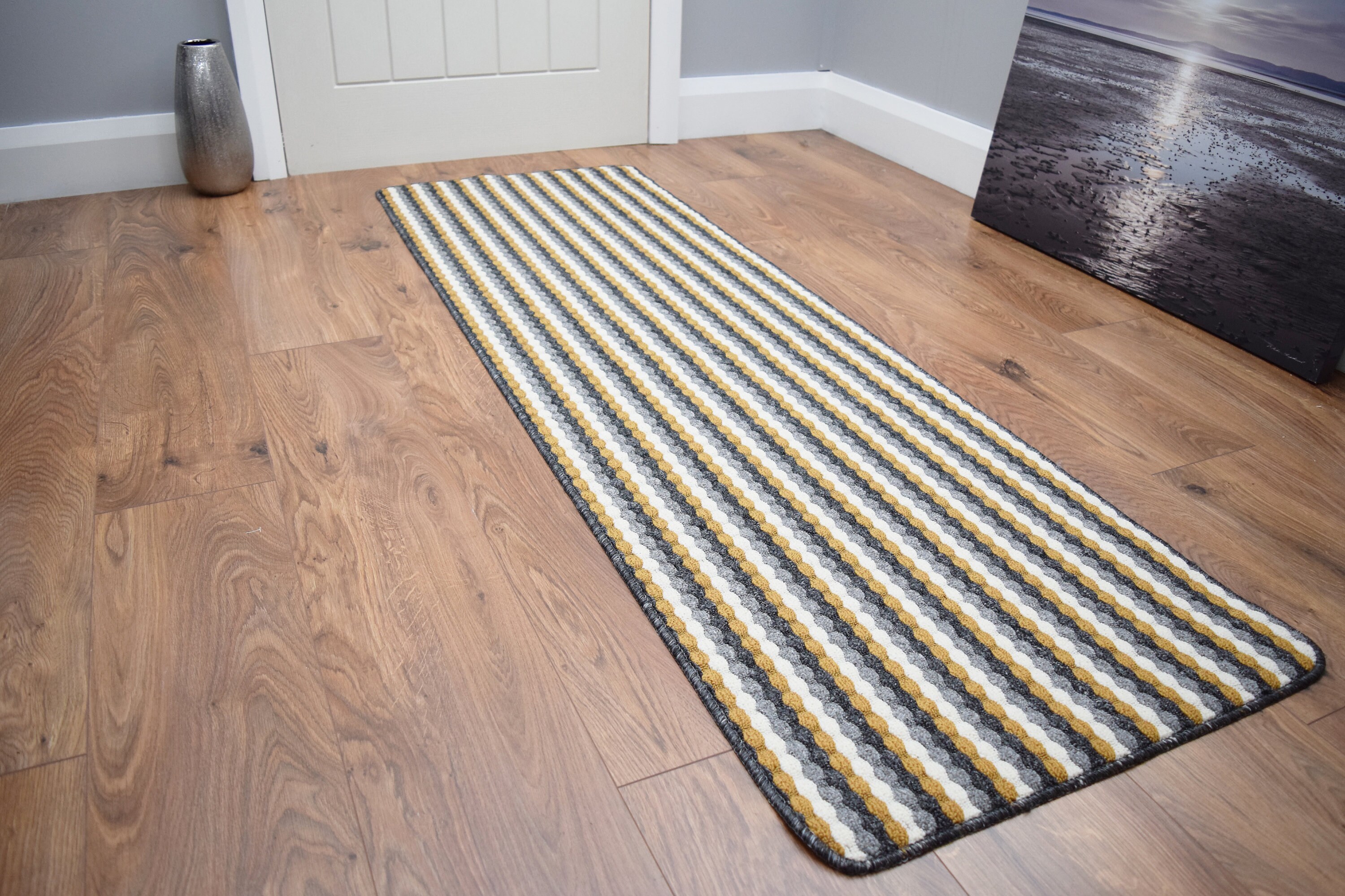 Grey Ochre Gold Non Slip Bath Kitchen Rug Mat Hallway Runner Etsy