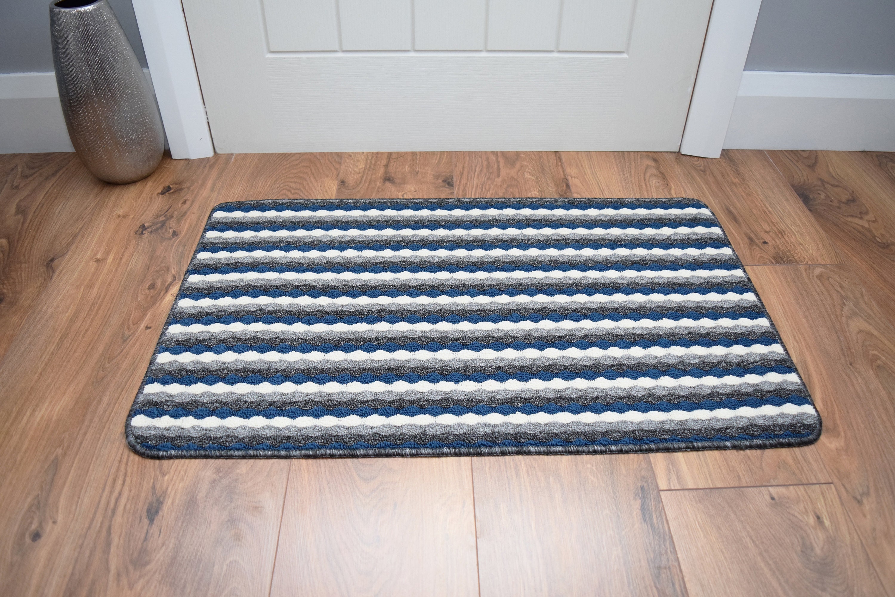 Grey Navy Blue Non Slip Bath Kitchen Rug Mat Hallway Runner Etsy UK