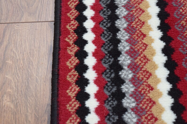 Black Red Stripe Hallway Stairway Runner Doormat image 3