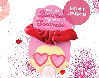 Valentine's Day, Valentine Tag, Scrunchie Valentine, Class Valentine, Valentine Gift, Scrunchie, Valentine Scrunchie, School Valentine