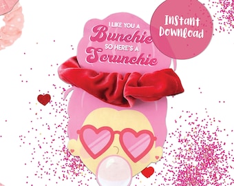 Valentine&#39;s Day, Valentine Tag, Scrunchie Valentine, Class Valentine, Valentine Gift, Scrunchie, Valentine Scrunchie, School Valentine