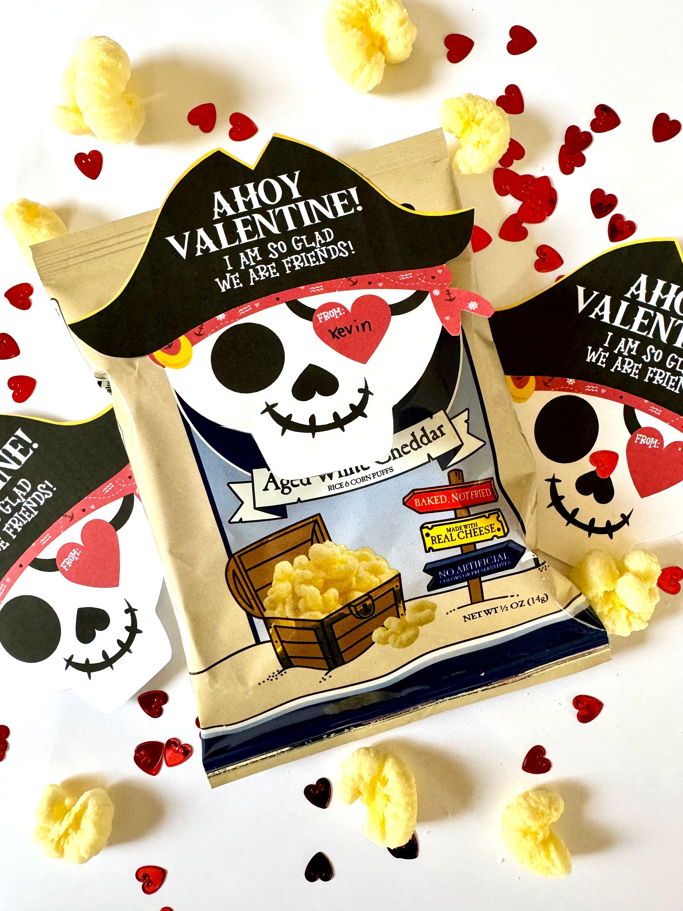 Pirate Food Valentine Tags, Ahoy Valentine!, Children's Valentines, Kids Valentines, School Valentine, Classroom Valentine, Pirate Booty