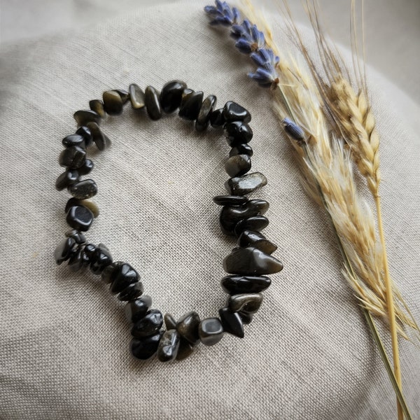 Obsidienne Dorée - Bracelet Chips - Lithothérapie - Pierres Naturelles