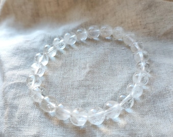 Quartz (Rock Crystal) - 8mm Bracelet - Lithotherapy - Natural Stones - Acceptance - Light - Harmony - Relationship - Openness