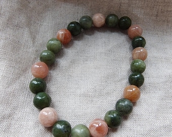 Sunstone + Serpentine - 8mm Bracelet - Crystal Healing - Natural Stones - Determination - Transformation - Change - Light
