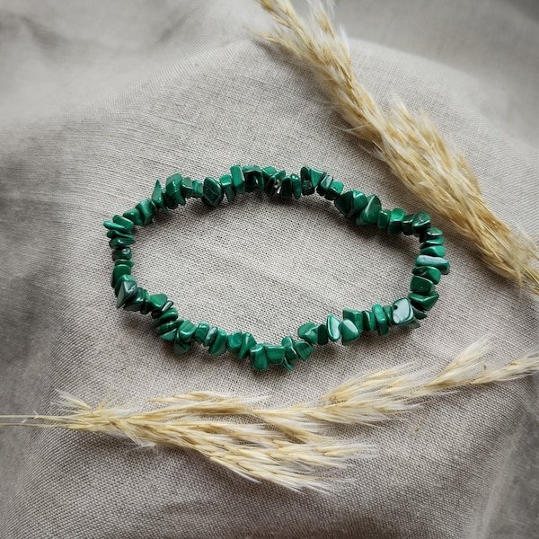 Malachite - Bracelet Chips - Lithothérapie - Pierres Naturelles