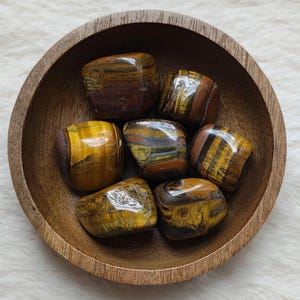 Tiger&#39;s Eye - Tumbled Stone - Lithotherapy - Natural Stones - Balance - Regulation of emotions - Sensitivity - Strength - Protection