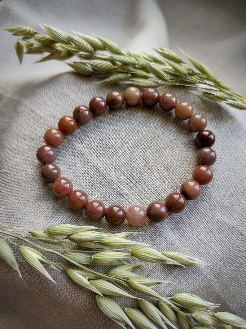 Aventurine Rouge Bracelet 8mm Lithothérapie Pierres Naturelles image 1