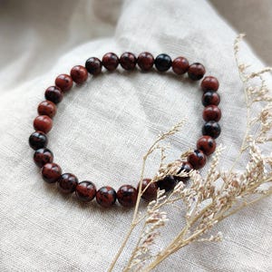 Obsidiana Mogno - Pulseira de 6 mm - Litoterapia - Pedras Naturais - Ancoragem - Segurança - Aceitação - Força - Potencial - Liberdade