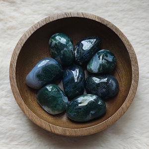 Moss Agate - Tumbled Stone - Lithotherapy - Natural Stones - Temperance - Man-Nature Relationship - Inner Exploration - Expansion