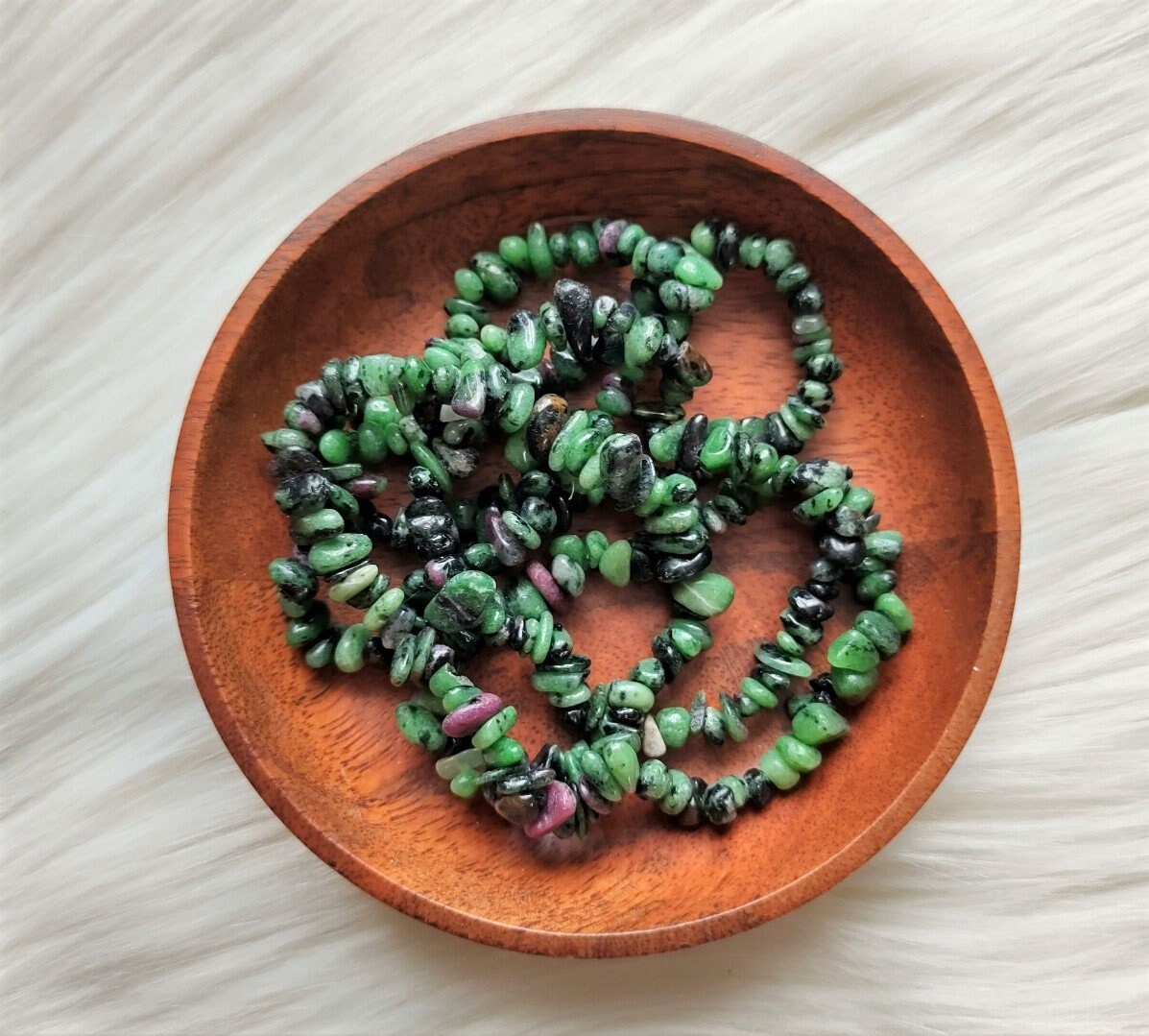 Rubis sur Zoïsite - Bracelet Chips Lithothérapie Pierres Naturelles