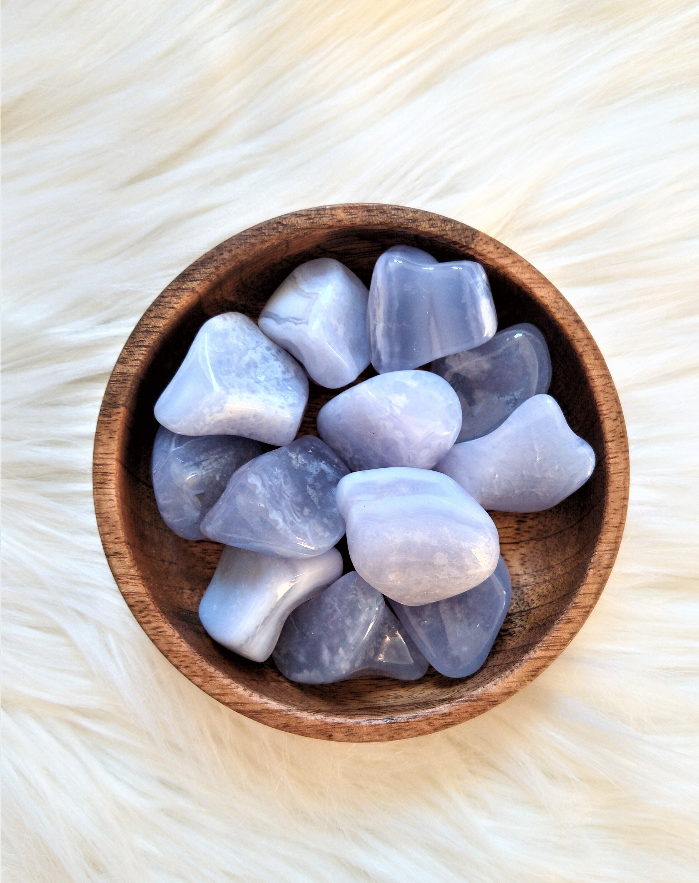 Calcédoine Blue Lace - Pierre Roulée Lithothérapie Pierres Naturelles