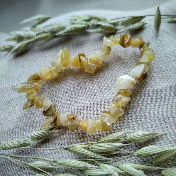 Opale Jaune - Bracelet Chips - Lithothérapie - Pierres Naturelles