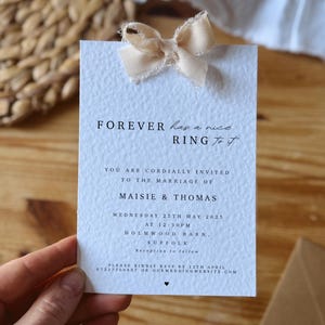 Faire-part de mariage personnalisé, Invitations avec ruban le jour du mariage, Papeterie de mariage rustique, Faire-part de réception de mariage, Minimaliste