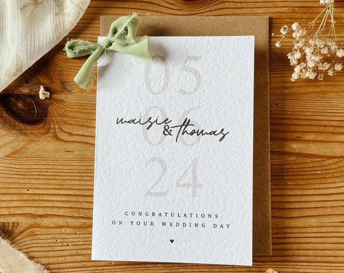 Personalised Wedding Card, To The Happy Couple, Newly Weds Card, New Couple Card, Congratulations Card, Wedding Date Card, Just Married Card