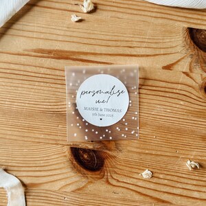 Bolsas personalizadas para detalles de boda con pegatinas a medida