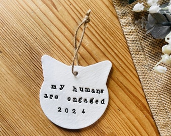 My Humans Are Engaged, Personalised Engagement Gift, Clay Engagement Keepsake, Newly Engaged Gift, Engagement Present, Cat Lover Gift