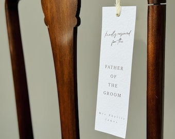 Personalised Wedding Reserved Seat Signs, Seating Tags, Reserved row, Reserved Chair, Printed Wedding Details, Wedding Stationery