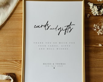 Cards and Gifts Wedding Sign, Personalised Wedding Print