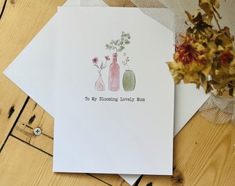 Blooming Lovely Mum Mother's Day Card - Mothers Day Card - Happy Mother's Day Card - Happy Mothers Card for Mum - Floral Card - Flower Card