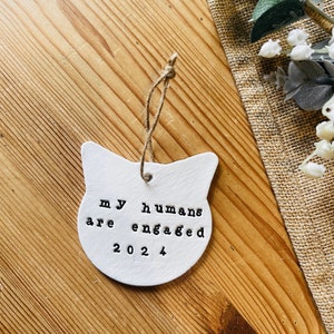My Humans Are Engaged, Personalised Engagement Gift, Clay Engagement Keepsake, Newly Engaged Gift, Engagement Present, Cat Lover Gift